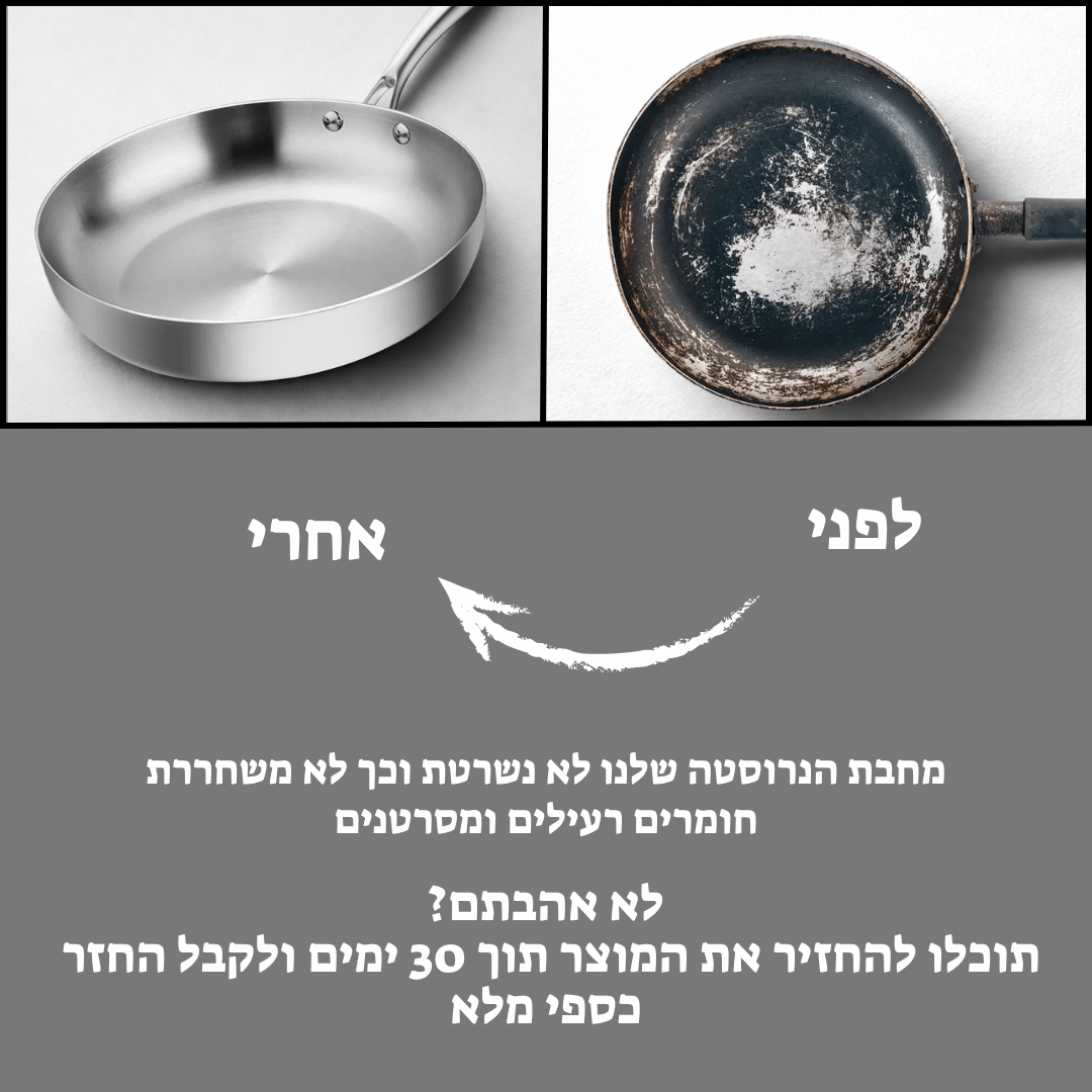 Velora-מחבת נירוסטה למניעת חלקיקי פלסטיק וכימיקלים